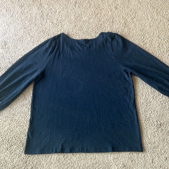 NWT Soft Surroundings Parisian Poet 3/4 Sleeve Top Navy Blue - Picture 3 of 8
